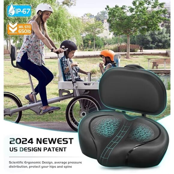 Noseless Bike Seat with Backrest for Men Women-Extra Padding Comfort Wide Bic... - Picture 6 of 7